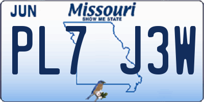 MO license plate PL7J3W