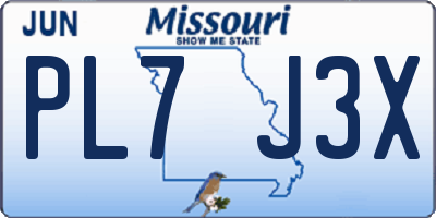 MO license plate PL7J3X
