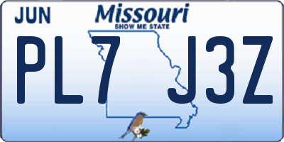 MO license plate PL7J3Z