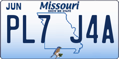 MO license plate PL7J4A