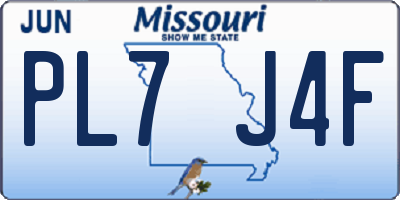 MO license plate PL7J4F