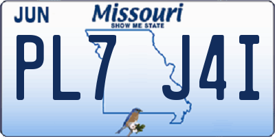 MO license plate PL7J4I