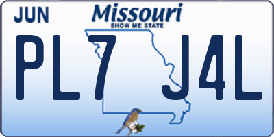 MO license plate PL7J4L