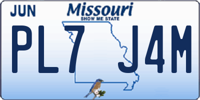MO license plate PL7J4M