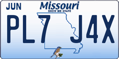 MO license plate PL7J4X