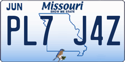 MO license plate PL7J4Z