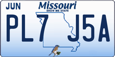 MO license plate PL7J5A
