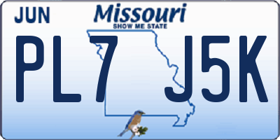 MO license plate PL7J5K