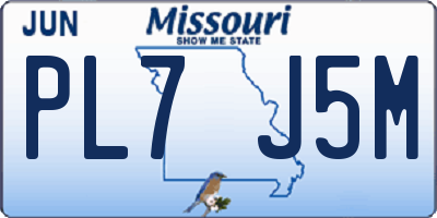 MO license plate PL7J5M