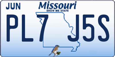 MO license plate PL7J5S