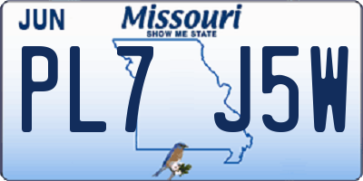 MO license plate PL7J5W