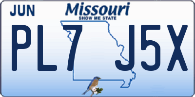 MO license plate PL7J5X