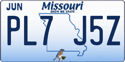 MO license plate PL7J5Z