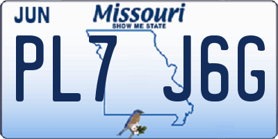 MO license plate PL7J6G