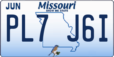 MO license plate PL7J6I
