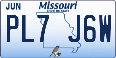 MO license plate PL7J6W