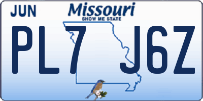 MO license plate PL7J6Z