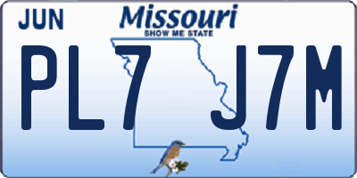 MO license plate PL7J7M