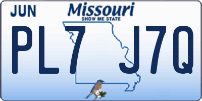 MO license plate PL7J7Q