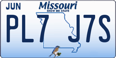MO license plate PL7J7S