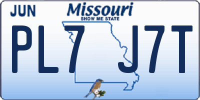 MO license plate PL7J7T