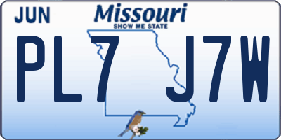 MO license plate PL7J7W
