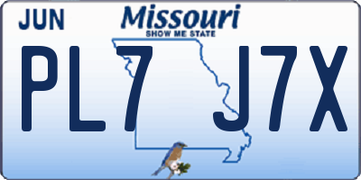 MO license plate PL7J7X