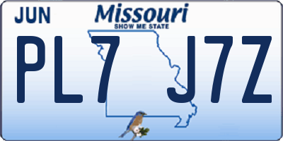 MO license plate PL7J7Z