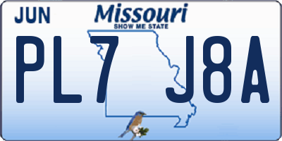 MO license plate PL7J8A