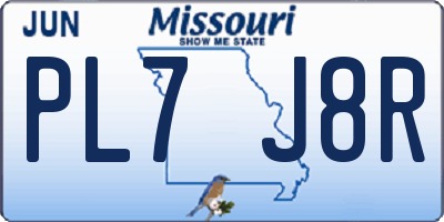 MO license plate PL7J8R