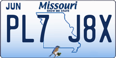 MO license plate PL7J8X