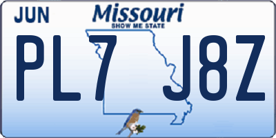 MO license plate PL7J8Z