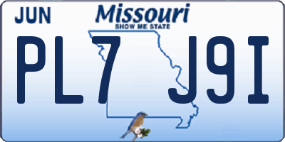 MO license plate PL7J9I