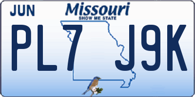 MO license plate PL7J9K