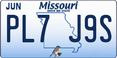 MO license plate PL7J9S