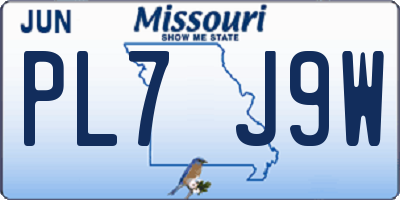 MO license plate PL7J9W