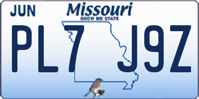 MO license plate PL7J9Z