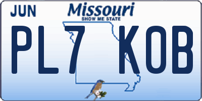 MO license plate PL7K0B