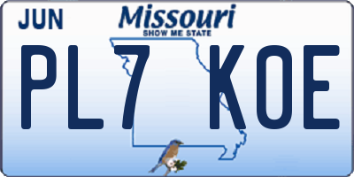 MO license plate PL7K0E