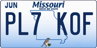 MO license plate PL7K0F