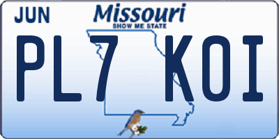 MO license plate PL7K0I