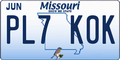 MO license plate PL7K0K