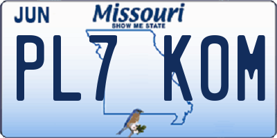 MO license plate PL7K0M