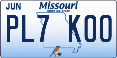 MO license plate PL7K0O