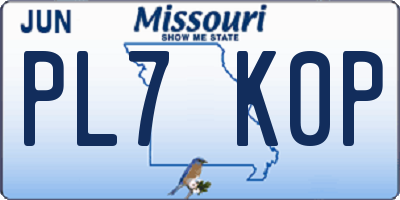 MO license plate PL7K0P