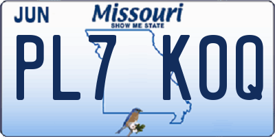 MO license plate PL7K0Q