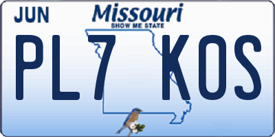 MO license plate PL7K0S