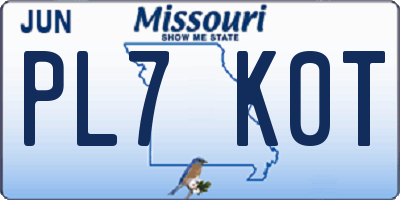 MO license plate PL7K0T