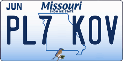 MO license plate PL7K0V