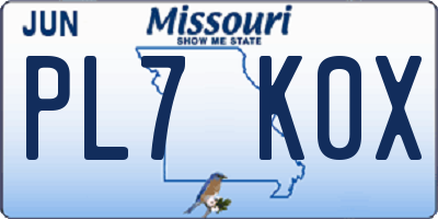 MO license plate PL7K0X